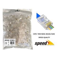 Speed SP-U100-D Pass-Through (Delikli) Yeni Nesil CAT6 EZ-RJ45 Konnektör (100 Adet)