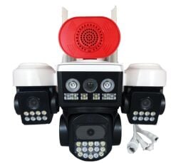 Apronx APX-WP233 6MP Üç Lensli (Üç Ekranlı) 39 LED'li Akıllı Wi-Fi PTZ Dış Mekan Güvenlik Kamerası