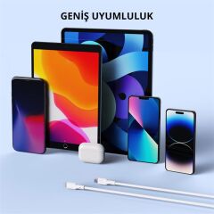 AUKEY CB‑NCL1 / CB‑NCL2 1,8 Metre Naylon Örgülü USB Type‑C – Lightning Hızlı Şarj & Data Kablosu (3 A, 480 Mbps, Beyaz/Siyah)