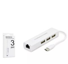 Hadron HDX7007 Type-C to 3 Port USB 3.0 Hub ve RJ45 Ethernet LAN Adaptörü Combo - Beyaz