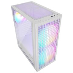 Rampage GYRA V1 WHITE Mesh 650W 80 Plus Bronze Dahili PSU 1×12 cm + 2×16 cm Rainbow Fan Temperli Cam + USB 3.0 + USB‑C ATX Mid‑Tower Oyuncu Kasası Beyaz