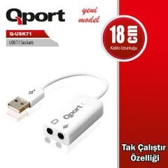 Qport Q-USK71 USB 2.0 to 7.1 Kanal Sanal Surround Harici Ses Kartı
