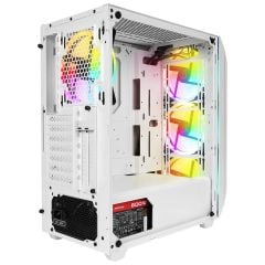 Rampage ZUKO 600W 80+ Bronze Beyaz 4×14 cm Rainbow Fan Metal Panel Temperli Cam ATX Mid‑Tower Oyuncu Kasası