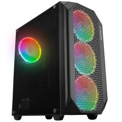 Rampage ZUKO 600W 80+ BRONZE Siyah 4 × 14 cm Rainbow LED Fan Temperli Cam ATX / Micro‑ATX / Mini‑ITX Mid Tower Gaming Oyuncu Kasası