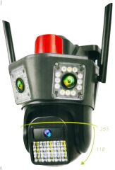 Apronx APX-WPG490 9MP Üç Lensli 42 LED Işıklı Wi-Fi PTZ Dış Ortam Akıllı Güvenlik Kamerası