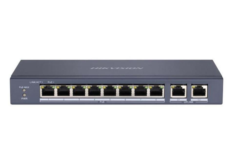 Hikvision DS-3E0310P-E/M 8-Port 10/100M PoE + 2-Port 10/100M Uplink 60W Yönetilemez Switch