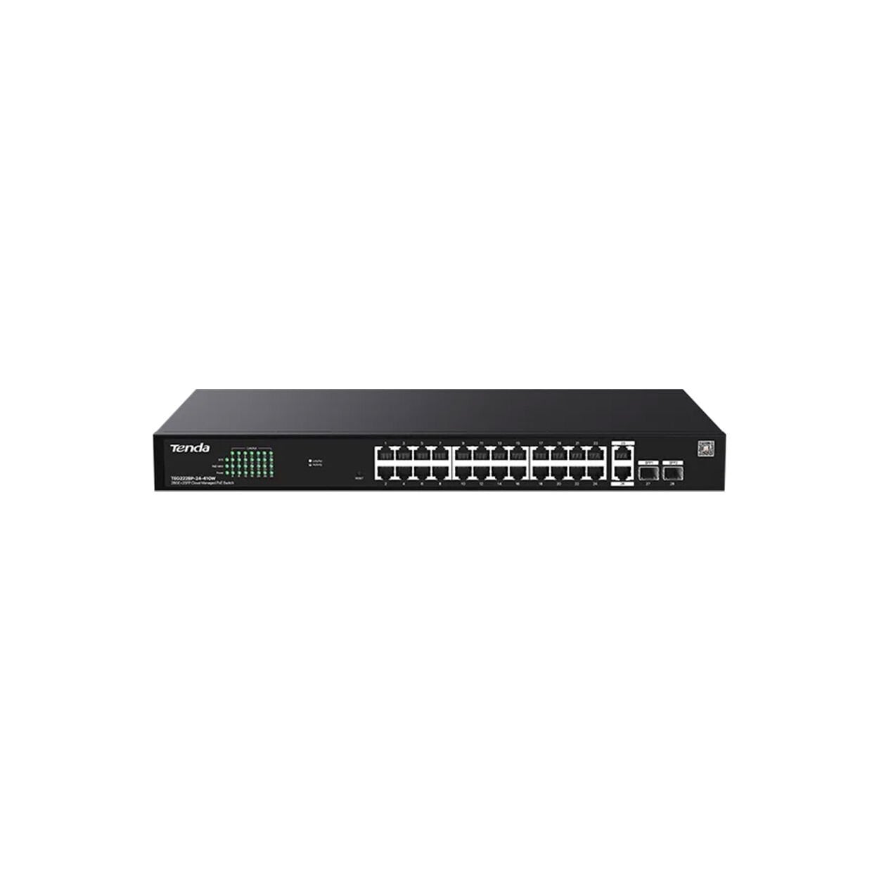 TENDA TEG228P-24-410W 24GE PoE Port (410W), 4xSFP Cloud Yönetilebilir Switch