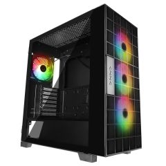 Rampage AZZA V2 Temperli Camlı Siyah 4×12 cm ARGB Fan + Type‑C ATX Mid‑Tower Gaming Kasası