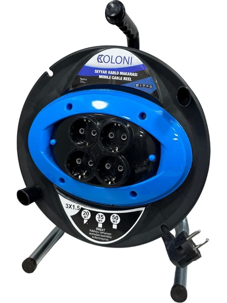 Koloni 32520 Boş Seyyar Kablo Makaralı Uzatma Ünitesi - 4 Prizli 20 Metre Kapasiteli