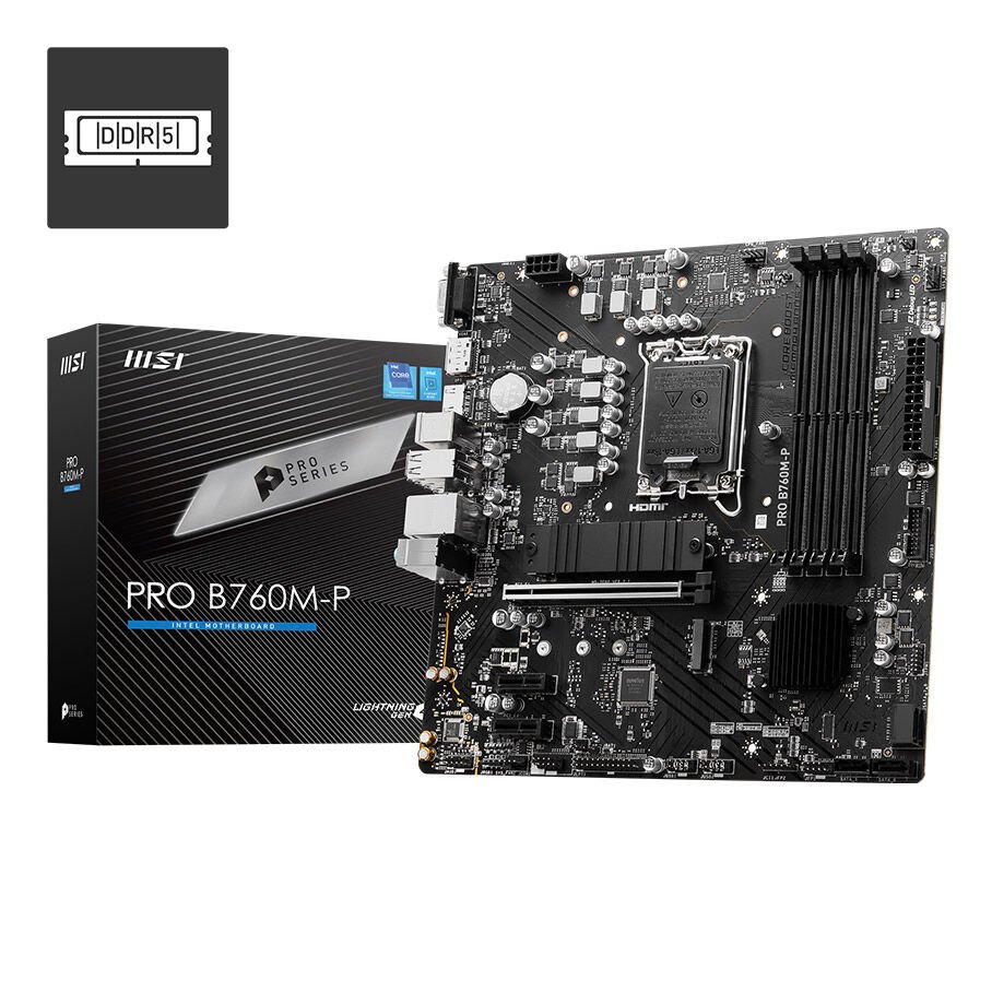 MSI PRO B760M-P Intel B760 Soket 1700 DDR5 6800MHz(OC) M.2 mATX Anakart