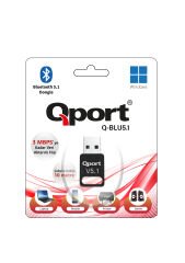 Qport Q-BLU5.1 Bluetooth 5.1 Dual Mode Mini USB Dongle Kablosuz Alıcı Adaptör