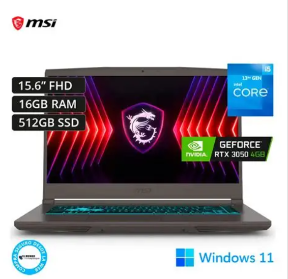 MSI Thin 15 B13UC-2847TR Intel Core i5-13420H 13.Nesil 16GB DDR5 RAM 512GB NVMe SSD NVIDIA GeForce RTX 3050 4GB GDDR6 15.6'' Full HD Windows 11 Home Gaming Notebook