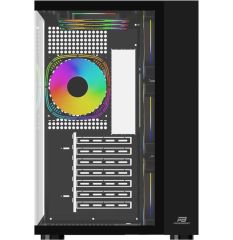 PowerBoost PB‑SS02B Sea View USB 3.0 ATX 7 Adet ARGB 120 mm Fanlı Temperli Cam, Siyah Midi Tower Kasa (PSU Yok)