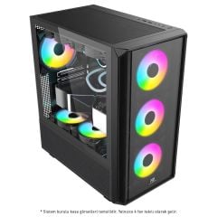 PowerBoost PB‑P3602BB 850 W 80+ Bronze Sertifikalı USB 3.0 ATX Mesh Ön Panel Tempered Glass Yan Panelli 4×12 cm ARGB Fan Siyah Mid‑Tower Kasa