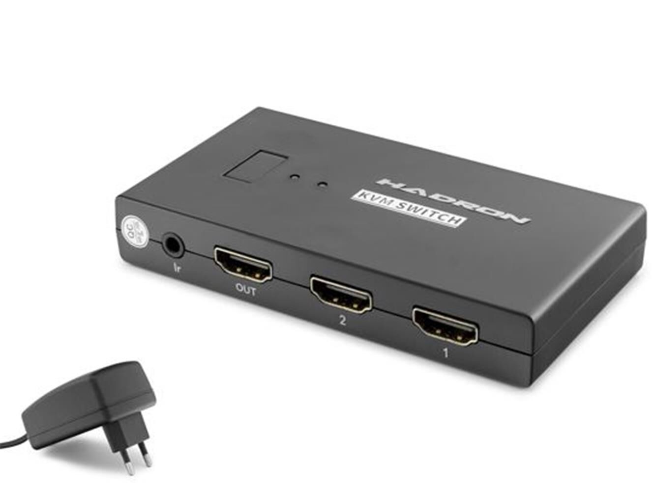 Hadron HDX1373 2 Port HDMI KVM Switch - USB ve HDMI Kablolu (2 Bilgisayar 1 Monitör) Siyah