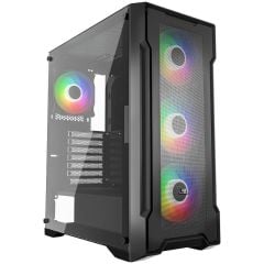 PowerBoost PB‑PS6849B 650 W 80+ Bronze Sertifikalı Güç Kaynağı Dahil USB 3.0 Mesh Ön Panel 4 x 120 mm Rainbow Sabit Fanlı Tempered Glass Yan Panelli Mid‑Tower ATX Gaming Kasa Siyah