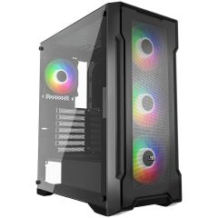 PowerBoost PB‑PS6849B 650 W 80+ Bronze Sertifikalı Güç Kaynağı Dahil USB 3.0 Mesh Ön Panel 4 x 120 mm Rainbow Sabit Fanlı Tempered Glass Yan Panelli Mid‑Tower ATX Gaming Kasa Siyah