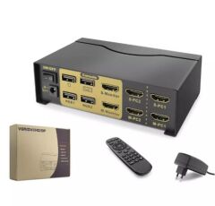 Hadron HDX1376 2-Port Dual Monitör HDMI KVM Switch (2 Giriş - 2 Çıkış) + USB Hub