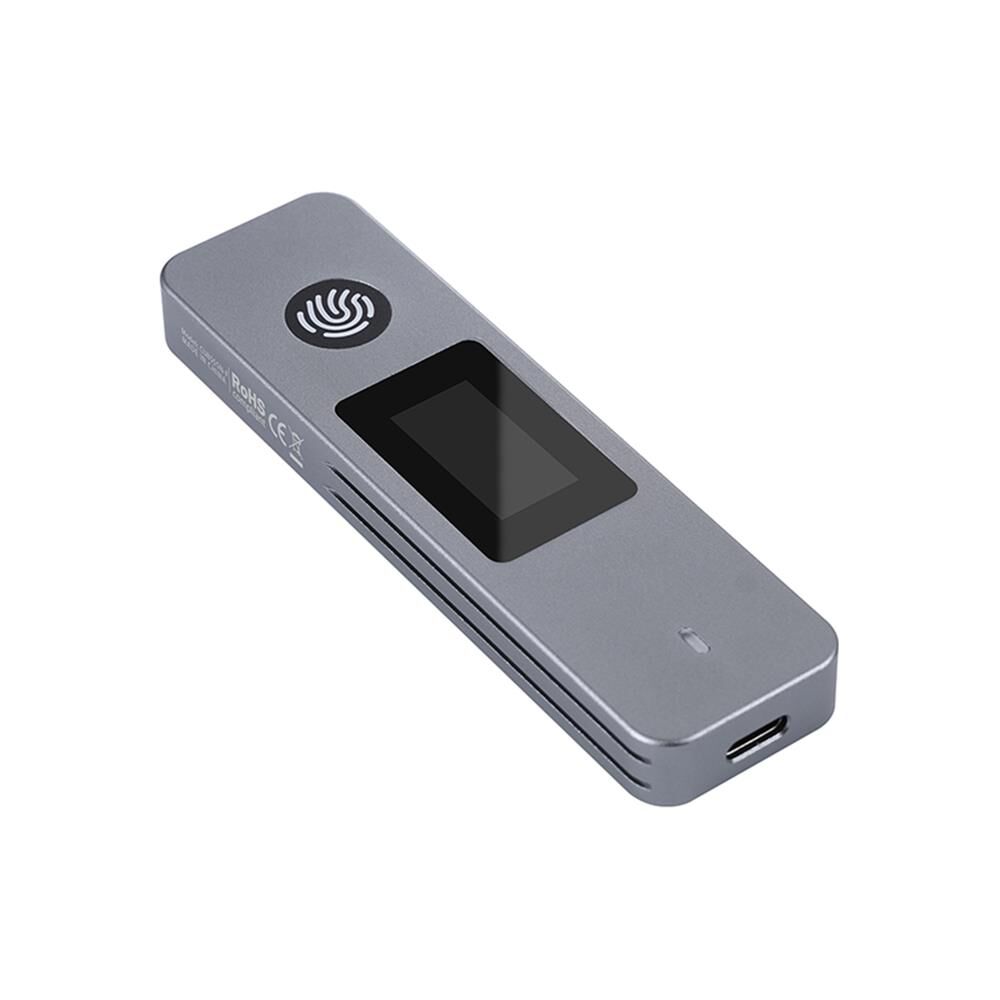 Vcom CU855SN‑F USB 3.2 Gen 2 Type‑C M.2 NVMe & SATA 2230/2242/2280 Parmak İzli Encryption SSD/HDD Kutusu, 10 Gbps, Alüminyum Alaşımlı, 8TB Kapasiteli, Windows/Mac/Android Uyumlu – Gri