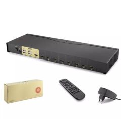 Hadron HDX1378 8 Port HDMI KVM Switch - 4K Destekli, IR Uzaktan Kumandalı, Siyah