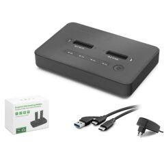 HADRON HDX1796 Dual M.2 SSD Disk Docking Station NVMe-SATA Çapraz Klonlama Destekli Siyah