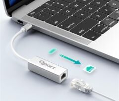 Qport Q-TR45 USB-C to RJ45 Gigabit Ethernet 10/100/1000 Mbps Dönüştürücü Adaptör
