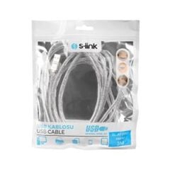S-LINK SL-AF2003 USB 2.0 3 Metre Şeffaf Uzatma Kablosu