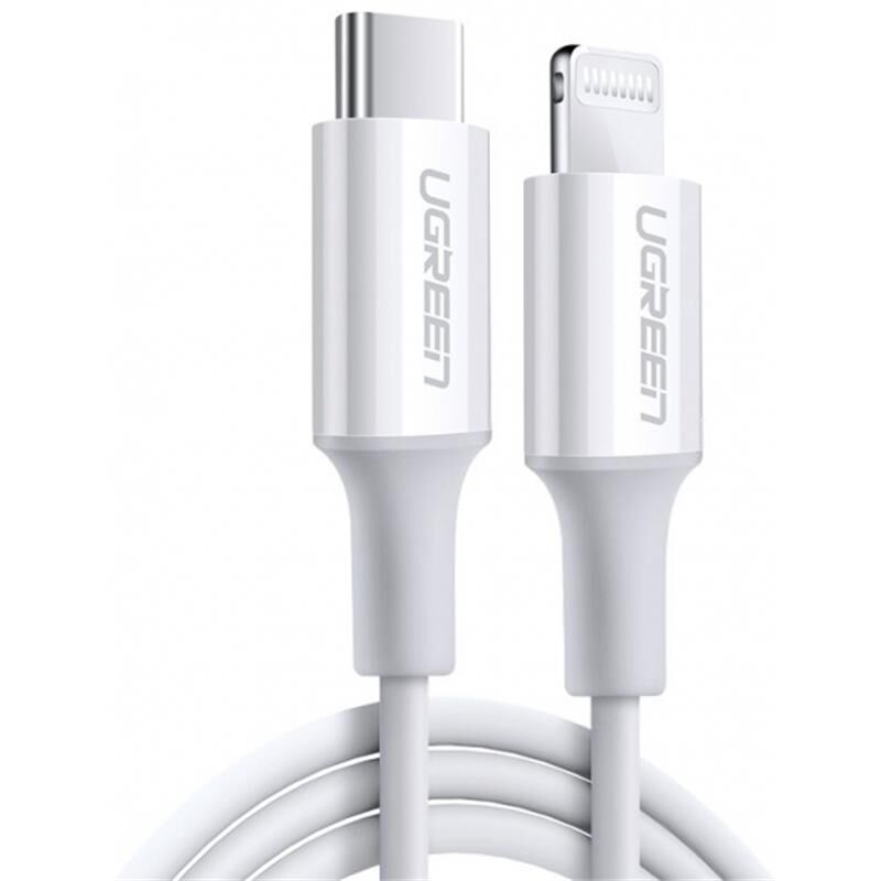 UGREEN 10493 Type-C to Lightning 3A Power Delivery MFi Sertifikalı Hızlı Şarj ve Data Kablosu 1 Metre Beyaz