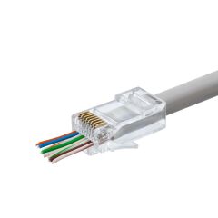 Hadron HDX5030 100 Adet Yeni Nesil Delikli (Pass-Through) Cat6 EZ-RJ45 Konnektör - Şeffaf