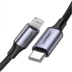 UGREEN 60759 Type-C to Lightning 3A Power Delivery MFi Sertifikalı Örgülü Hızlı Şarj ve Data Kablosu 1 Metre Siyah