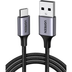 UGREEN 60126 Type-C to USB-A 3A Quick Charge Örgülü Hızlı Şarj ve Data Kablosu 1 Metre Siyah