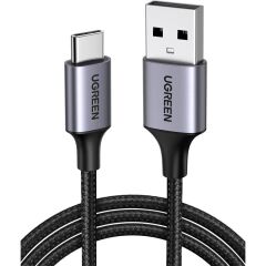 UGREEN 60126 Type-C to USB-A 3A Quick Charge Örgülü Hızlı Şarj ve Data Kablosu 1 Metre Siyah