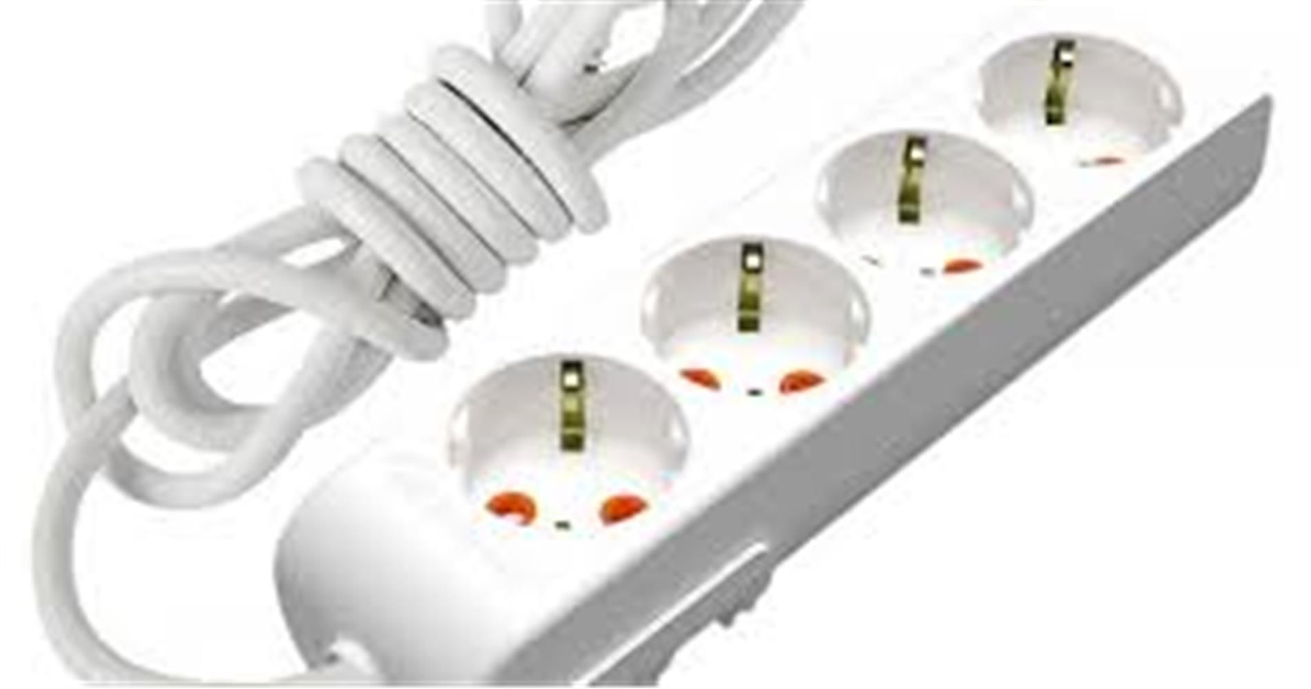 Mutlusan Rı-Tech 4'lü Topraklı Grup Priz 2 Metre Kablolu Beyaz (001 175 410002 02 00)