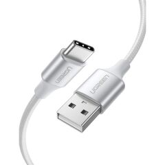 UGREEN 60133 Type-C to USB-A 3A Quick Charge Örgülü Hızlı Şarj ve Data Kablosu 2 Metre Gümüş Beyaz