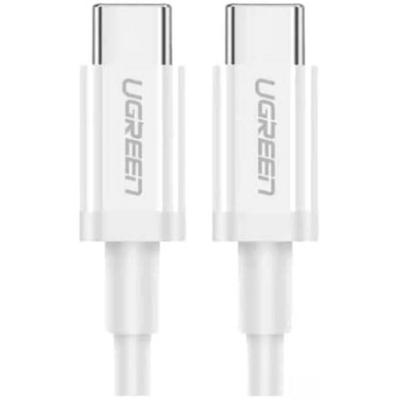 UGREEN USB‑C to USB‑C 3 A 60 W QC/PD Hızlı Şarj & Data Kablosu 1 m Beyaz (Model 60518) – 480 Mbps, 56 KΩ Güvenlik Dirençli
