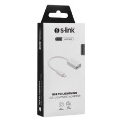 S-link SL-TA74 Beyaz USB F to Lightning 10cm Kablolu OTG Çevirici