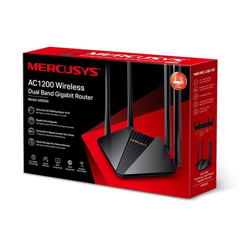 TP-Link Mercusys MR30G AC1200 867 Mbps 5GHz + 300 Mbps 2.4GHz Dual Band Kablosuz Gigabit Router