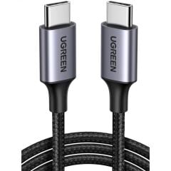 UGREEN USB‑C to USB‑C 3 A 60 W QC/PD Örgülü Hızlı Şarj & Data Kablosu 2 m Siyah (Model US309‑50152) – 480 Mbps, 56 KΩ Güvenlik Dirençli