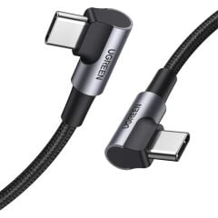 UGREEN USB‑C to USB‑C 3 A 60 W PD/QC 90° Örgülü Hızlı Şarj & Data Kablosu 2 m Siyah (Model US323‑70531)