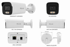 HiLook IPC-B180HA-LUF/SL 8MP 2.8mm Canlı Uyarı Akıllı Renkli Sabit Bullet IP Güv. Kam