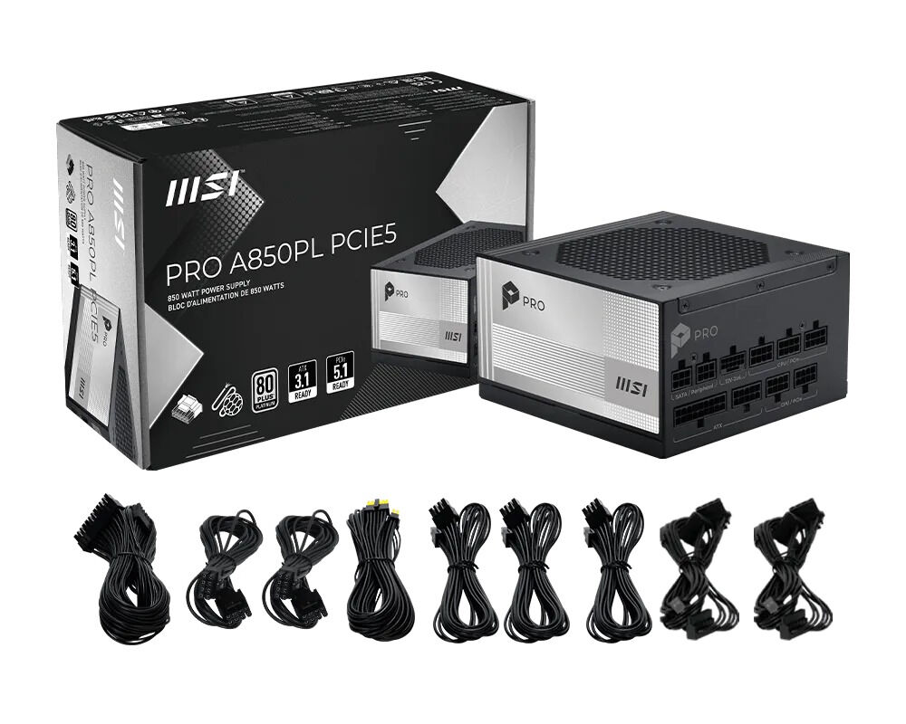 MSI PRO A850PL PCIE5 850W 80+ PLATINUM PSU