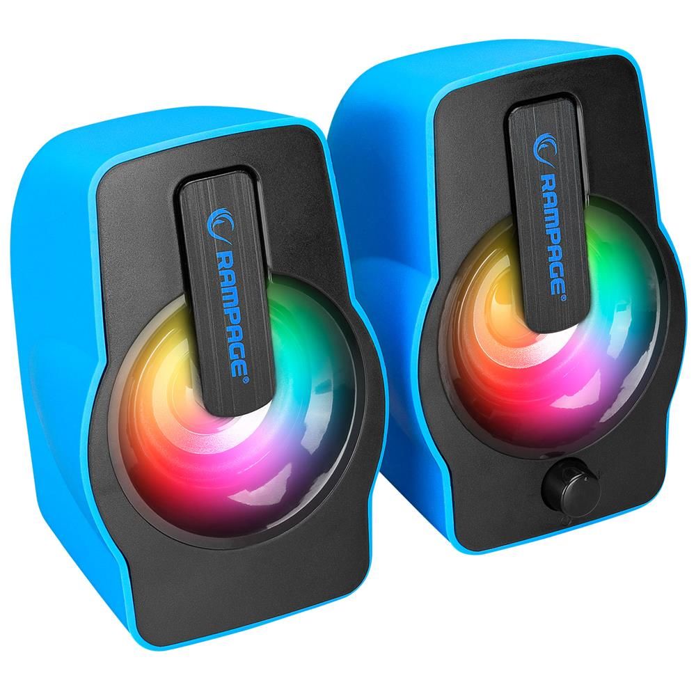 Rampage RMS-G7 FALSETTO 2.0 6W RGB Ledli Mavi Multimedia Gaming USB Speaker