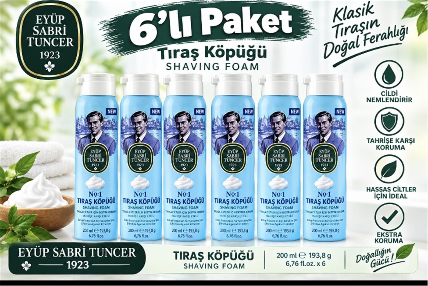 Eyüp Sabri Tuncer Tıraş Köpüğü No:1 - 200 ml 6lı Paket