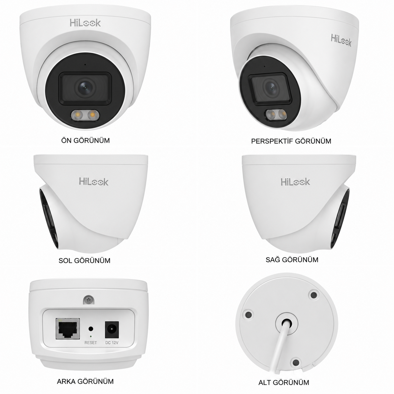 HiLook IPC-T229HA-LUF/SL 2MP 2.8mm Canlı Uyarı Sabit Turret IP Güvenlik Kamerası
