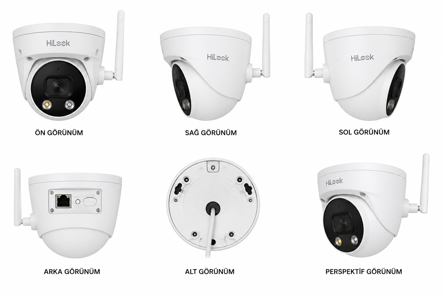 HiLook IPC-F120-LIDF/W(B) 2MP 2.8mm Wi-Fi Sabit Turret IP Güvenlik Kamerası