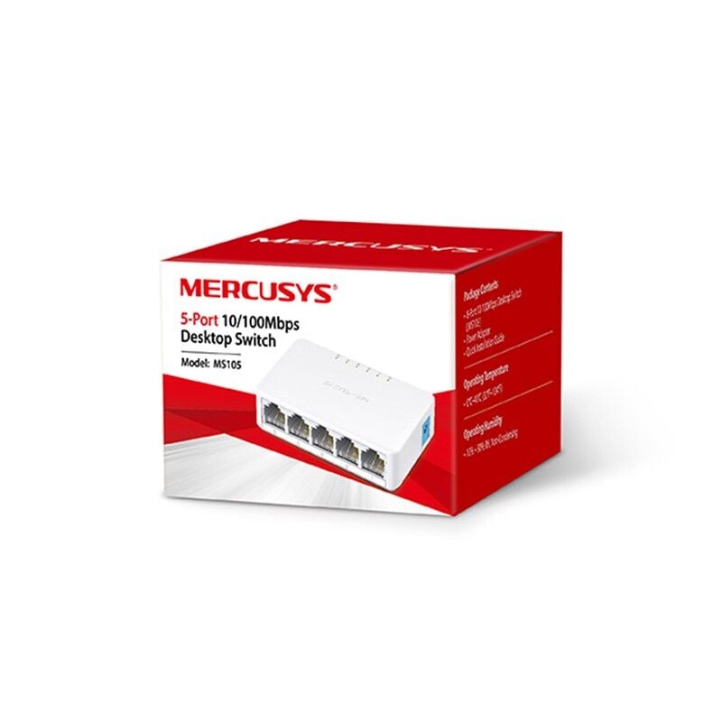 TP-LINK Mercusys MS105 5-Port 10/100 Mbps Plastik Kasa Masaüstü Ağ Switch