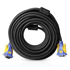 DARK DK‑CB‑VGAL1500 15 Metre VGA (Erkek‑Erkek D‑Sub 15 Pin) Çift Ferrit Core EMI/RFI Filtreli %100 Bakır Core Kablo – 1080p Ultra Net Görüntü