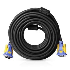 DARK DK‑CB‑VGAL1500 15 Metre VGA (Erkek‑Erkek D‑Sub 15 Pin) Çift Ferrit Core EMI/RFI Filtreli %100 Bakır Core Kablo – 1080p Ultra Net Görüntü