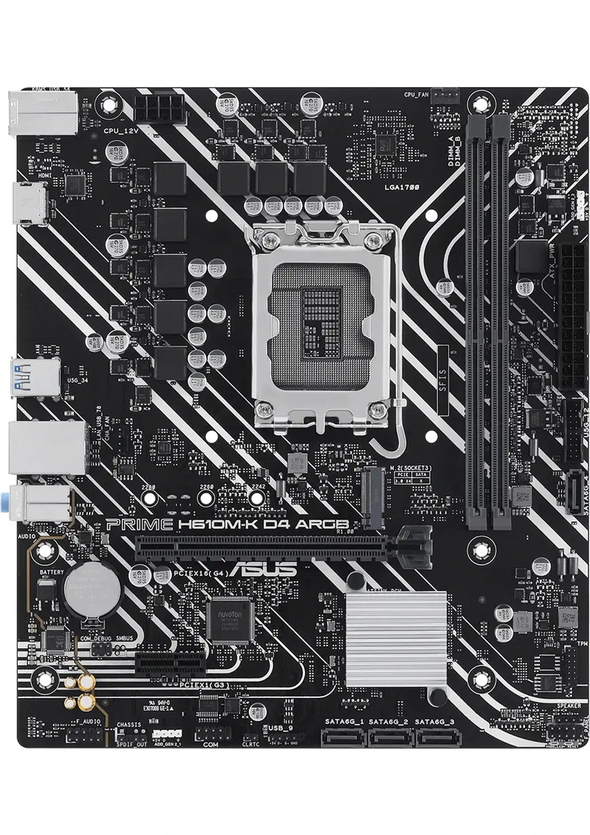 ASUS PRIME H610M-K D4 ARGB Intel H610 LGA1700 DDR4 3200 HDMI M2 USB3.2 AURA RGB