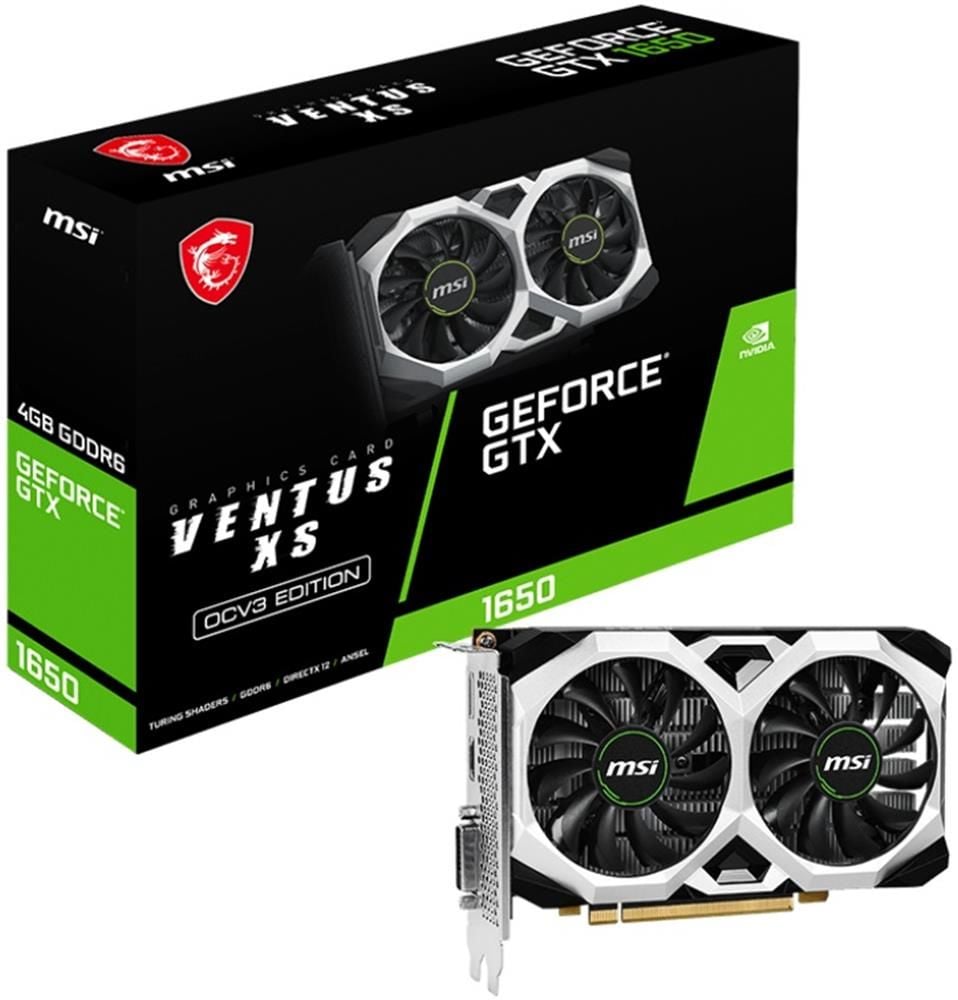 MSI GeForce GTX 1650 D6 Ventus XS OCV3 4 GB GDDR6 128‑Bit NVIDIA Turing 896 CUDA Çekirdek PCIe 3.0 Dual‑Fan 6‑Pin Graphics Card